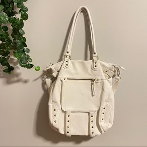 Steve Madden White Faux Leather Adjustable Tote